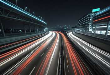 Fototapeta na wymiar Motion Blur and Light Trails for Transportation and Logistics.