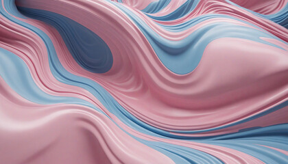 Abstract rippling shapes on a pink and blue backdrop