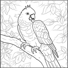 Parrot Coloring Page, ai generative