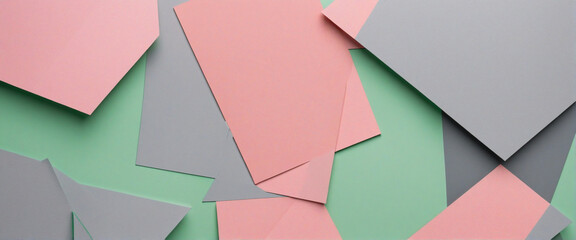 Pastel colored geometric shapes on abstract paper background