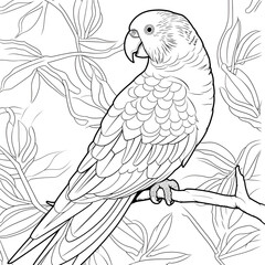 Obraz premium Parrot Coloring Page, ai generative