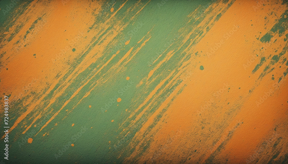 Poster green and orange abstract retro background with gritty texture and vibrant color gradient, showcasin