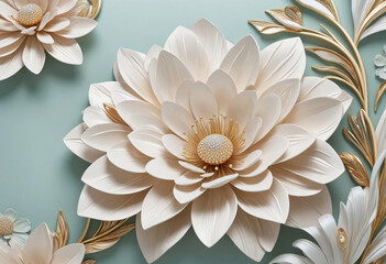 Exquisite Flower Decoration and Luxurious Silk Background Print for 3D Wallpaper