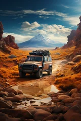 Poster An overland vehicle traversing challenging terrains, showcasing the spirit of adventure. © tynza