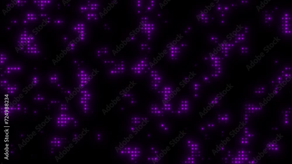 Poster abstract purple glowing small data particlespoints on black background. network dots lapping. artifi