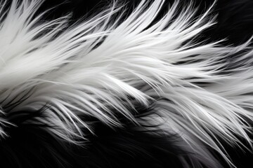 Monochrome black and white animal fur texture background with natural patterns and details