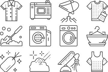 laundry service icons set. Vector illustrations.