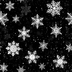 Fototapeta na wymiar set of snowflakes seamless pattern