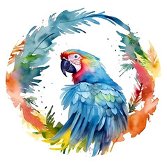 Parrot Watercolor Clipart, Colorfull Parrot Design, ai generative