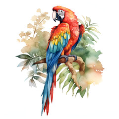 Fototapeta premium Parrot Watercolor Clipart, Ai generative