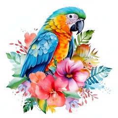 Parrot Watercolor Clipart, Ai generative