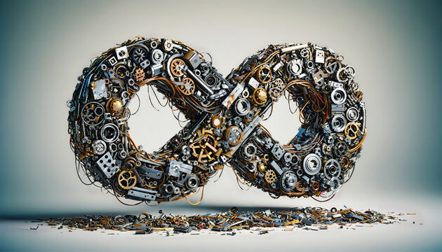 Infinite Cycle of Technological Components Generative AI image
