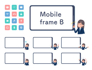 スマートフォンの画面と紺ブレザー女子学生のセット