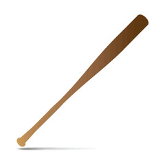 Baseball bat isolated on white background, vector illustration.  Brown baseball bat. Baseball concept.American sport game championship banner design, professional league banner.Active lifestyle.	