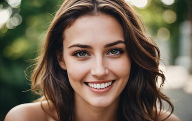 Beautiful Smiling Young Woman Female White Teeth