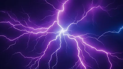 Foto op Plexiglas lightning in the night sky A blue and purple abstract art with a lightning like pattern  © Jared