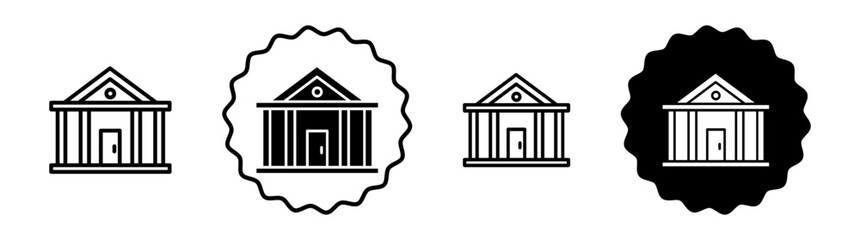 Institute set in black and white color. Institute simple flat icon vector