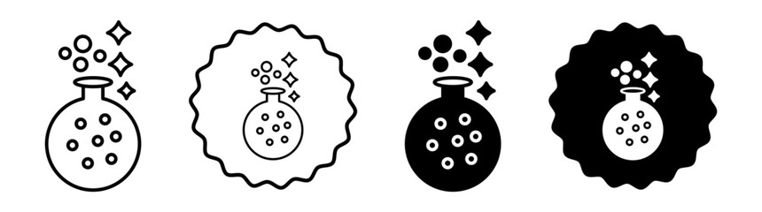 Magic potion set in black and white color. Magic potion simple flat icon vector