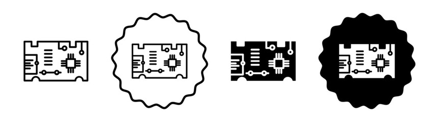 PCB set in black and white color. PCB simple flat icon vector