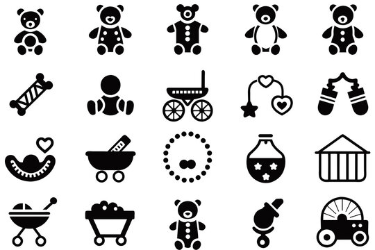 Baby icons set. Vector illustration