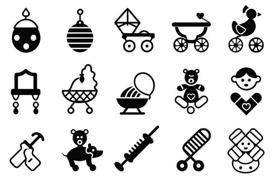 Baby icons set. Vector illustration