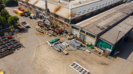 Aerial view on a building materials factory.

