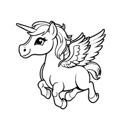 Cute baby unicorn Pegasus - coloring book for kids