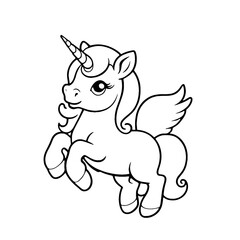 Cute baby unicorn Pegasus - coloring book for kids
