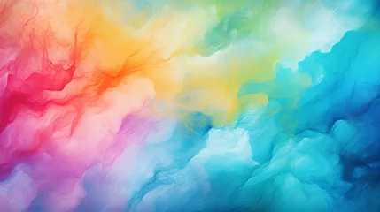 Outdoor-Kissen Vibrant and colorful watercolor paint background texture with bright and vivid hues © AminaDesign
