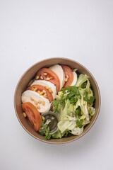 Delivery of delicious salads. Close up