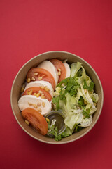 Delivery of delicious salads. Close up