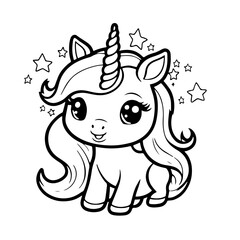 Cute baby unicorn - coloring book for kids