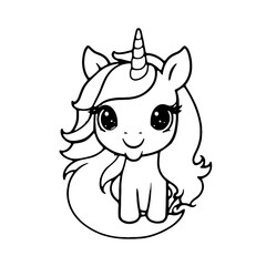 Cute baby unicorn - coloring book for kids
