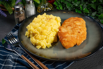 Breaded chicken breast fillet.
