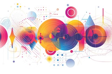 Obraz premium Geometric shapes that change shape and color under the influence of sound.