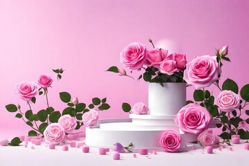 pink roses in a vase on the table