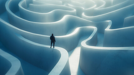 Man Standing in the Middle of a Maze