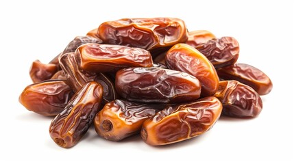 Pile of tasty dry dates isolated on white background. Arabic food 