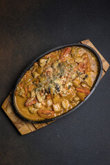 Delicious appetizers from the restaurant. Close up