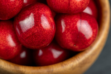 delicious sweet cherries on a slate board