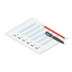3D Isometric Flat  Set of Notes and Paper Stationeries. Item 6