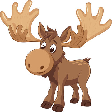 Illustration of moose cartoon. Boost your brand with this moose logo. Moose or Eurasian elk (Alces alces) / vintage illustration