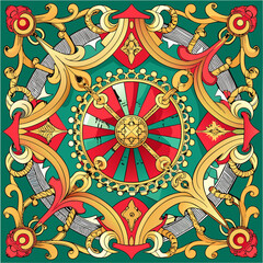 Baroque Tapestry: A Scarf Featuring the Lavish Art of Decorative Scrolls