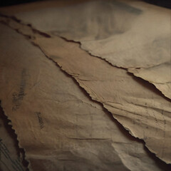 vintage paper texture background. brown vintage sheet with torn edges. Wide banner of rough worn wrapping paper or parchment. Theme of grunge, ancient, retro, template, recycle 