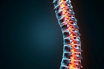 Pain in spine - medical concept isolated lite dark background.
