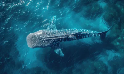 Türaufkleber Tropical island and whale shark - above and below water © STORYTELLER