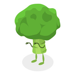 3D Isometric Flat  Set of Cute Vegetables. Item 6