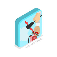 3D Isometric Flat  Illustration of How To Use A Fire Extinguisher. Item 1