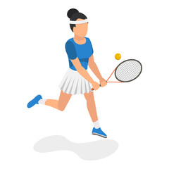 3D Isometric Flat  Set of Tennis Players. Item 1