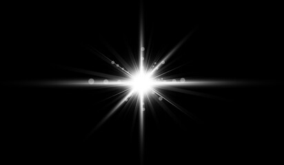 Abstract Natural Sun flare on the black - obrazy, fototapety, plakaty